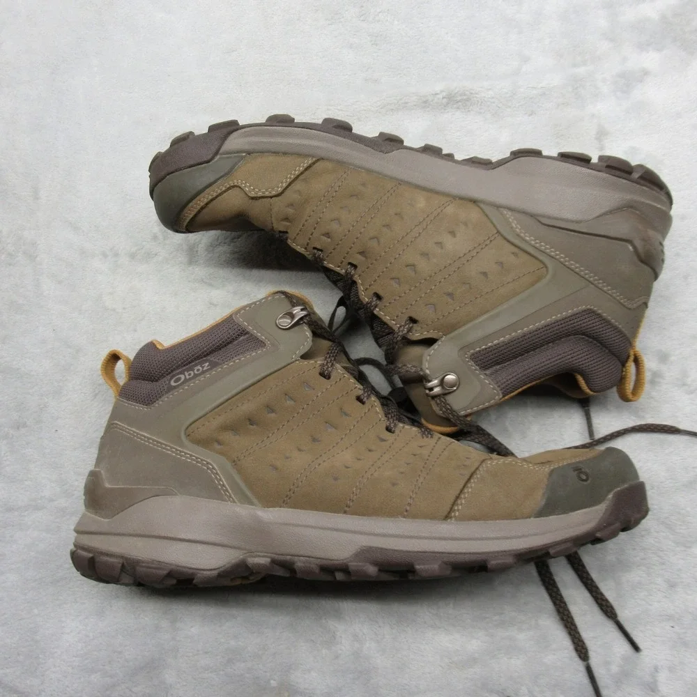 Oboz Hiking Boots Men 9 Green Lace-Up Sypes Mid Leather Waterproof Trail Outdoor